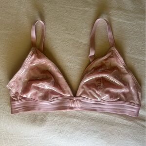 Pink velvet pink bralette, size large